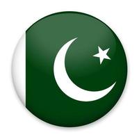 Flag of Pakistan in the form of a round button with a light glare and a shadow. The symbol of Independence Day, a souvenir, a button for switching the language on the site, an icon. vector