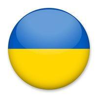 Flag of Ukraine in the form of a round button with a light glare and a shadow. The symbol of Independence Day, a souvenir, a button for switching the language on the site, an icon. vector