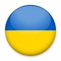 Flag of Ukraine in the form of a round button with a light glare and a shadow. The symbol of Independence Day, a souvenir, a button for switching the language on the site, an icon. vector