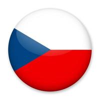 Flag of Czech in the form of a round button with a light glare and a shadow. The symbol of Independence Day, a souvenir, a button for switching the language on the site, an icon. vector