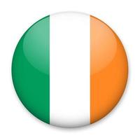 Flag of Ireland in the form of a round button with a light glare and a shadow. The symbol of Independence Day, a souvenir, a button for switching the language on the site, an icon.