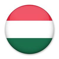Flag of Hungary in the form of a round button with a light glare and a shadow. The symbol of Independence Day, a souvenir, a button for switching the language on the site, an icon. vector