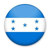 Flag of Honduras in the form of a round button with a light glare and a shadow. The symbol of Independence Day, a souvenir, a button for switching the language on the site, an icon. vector