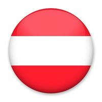 Flag of Austria in the form of a round button with a light glare and a shadow. The symbol of Independence Day, a souvenir, a button for switching the language on the site, an icon. vector