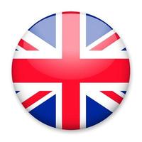 Flag of UK in the form of a round button with a light glare and a shadow. The symbol of Independence Day, a souvenir, a button for switching the language on the site, an icon. vector