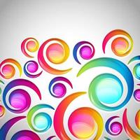 Abstract colorful spiral arc-drop pattern on a light background. Transparent colorful elements and circles design card.  Vector illustration.