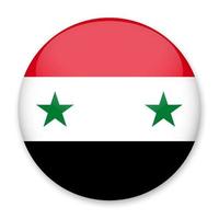 Flag of Syria in the form of a round button with a light glare and a shadow. The symbol of Independence Day, a souvenir, a button for switching the language on the site, an icon. vector