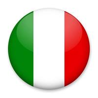 Flag of Italy in the form of a round button with a light glare and a shadow. The symbol of Independence Day, a souvenir, a button for switching the language on the site, an icon. vector