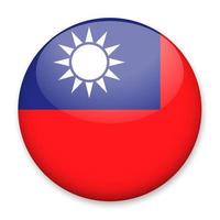 Flag of Taiwan in the form of a round button with a light glare and a shadow. The symbol of Independence Day, a souvenir, a button for switching the language on the site, an icon. vector