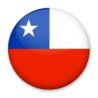 Flag of Chile in the form of a round button with a light glare and a shadow. The symbol of Independence Day, a souvenir, a button for switching the language on the site, an icon. vector