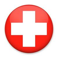 Flag of Switzerland in the form of a round button with a light glare and a shadow. The symbol of Independence Day, a souvenir, a button for switching the language on the site, an icon. vector