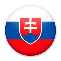 Flag of Slovakia in the form of a round button with a light glare and a shadow. The symbol of Independence Day, a souvenir, a button for switching the language on the site, an icon. vector