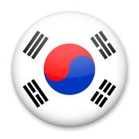 Flag of South Korea in the form of a round button with a light glare and a shadow. The symbol of Independence Day, a souvenir, a button for switching the language on the site, an icon. vector