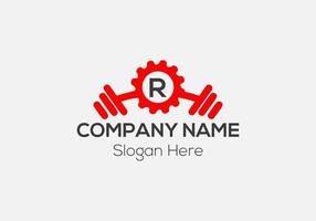 Fitness Logo On Letter R. Gym and Fitness R Letter Sign Vector Template