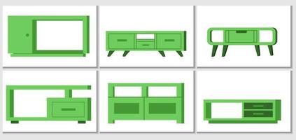 various types of green color table icons vector