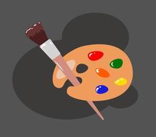 Palette with brush, illustration, vector on white background.