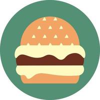 Burger with a lot of cheese, illustration, vector on a white background.