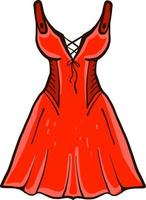 Pretty red dress, illustration, vector on white background.