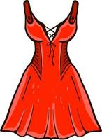 Pretty red dress, illustration, vector on white background.