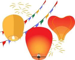 Sky lanterns ,illustration, vector on white background.