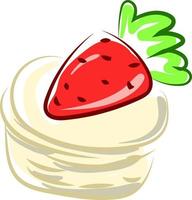 Strawberry on ice cream, illustration, vector on white background.