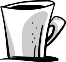 Dibujo de taza de café, ilustración, vector sobre fondo blanco.