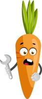 Carrot with wrench, illustration, vector on white background.