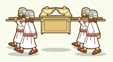 Group of Levi Carrying Ark of the Covenant Cartoon Graphic Vector. vector