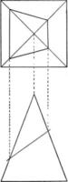 intersección de pirámide cuadrada y un avión, ilustración vintage. vector