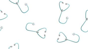 Endless seamless pattern of medical scientific medical subjects stethoscopes phonendoscopes for listening to the heart and lungs and diagnosing pneumonia on a white background. Vector illustration