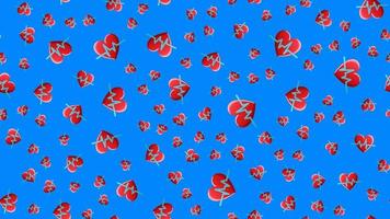 Endless seamless pattern of medical scientific medical objects of hearts with a cardiogram and pulse on a blue background. Vector illustration