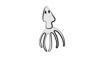 squid on a white background, vector illustration. white squid with eyes, seafood. healthy food, food with vitamins. natural omega 3 slimming food, delicious fish