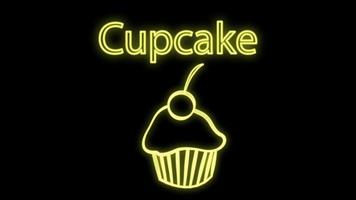cupcake neon icon. Elements of fast food set. Simple icon for websites, web design, mobile app, info graphics vector