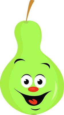 Green pear, illustration, vector on white background.