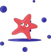 Starfish underwater, illustration, vector on white background.