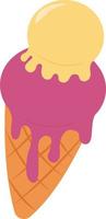 Ice cream in cone, illustration, vector on white background.