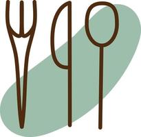 Fork knife and spoon, illustration, vector, on a white background. vector