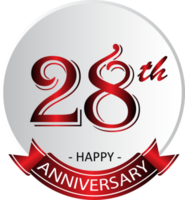 etiqueta de celebración del 28 aniversario png