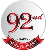 etiqueta de celebración del 92 aniversario png