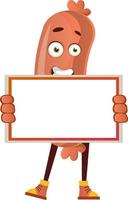 Sausage holding panel, illustration, vector on white background.