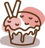 Muffin with cookies, illustration, vector, on a white background. vector