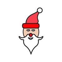 Cute santa claus head, Merry Christmas theme set, filled outline vector