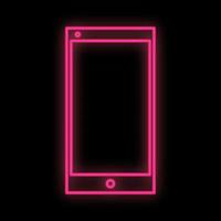 Bright luminous pink digital neon sign for marazin or service center workshop beautiful shiny with a modern mobile phone smartphone on a black background. Vector illustration