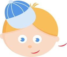 Boy with blue cap, illustration, vector on white background.