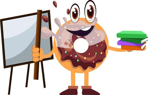 Donut teaching, illustration, vector on white background.
