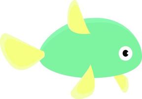 Green fish, illustration, vector on white background.