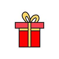 Red gift box with golden ribbon, PNG transparent background vector
