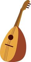 Lute instrument, illustration, vector on white background.