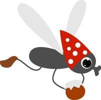 Flying insect, illustration, vector on white background.