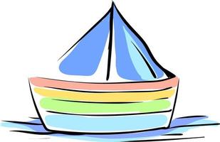 Multicolor boat, illustration, vector on white background.